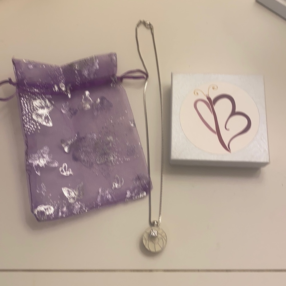 Silver and white necklace